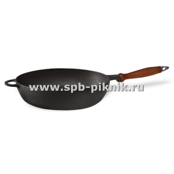 Чугунная сковорода-сотейник «Ситон» (054) 280*60 с деревянной ручкой